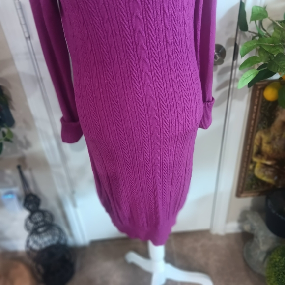 BCBG Max Azria Boysenberry Cable Knit SAHANA Midi Sheath Dress Size Large - Picture 6 of 10